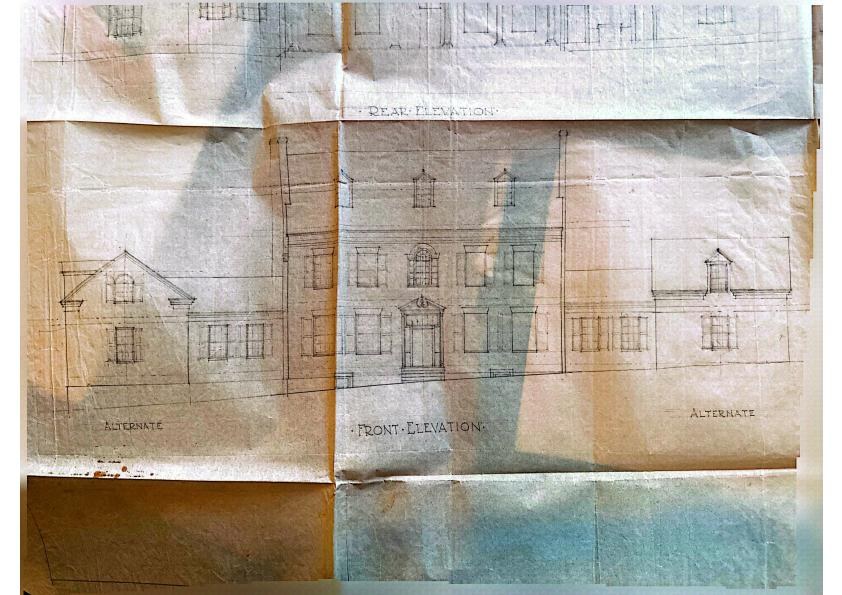Front and rear elevations — the architect's drawings