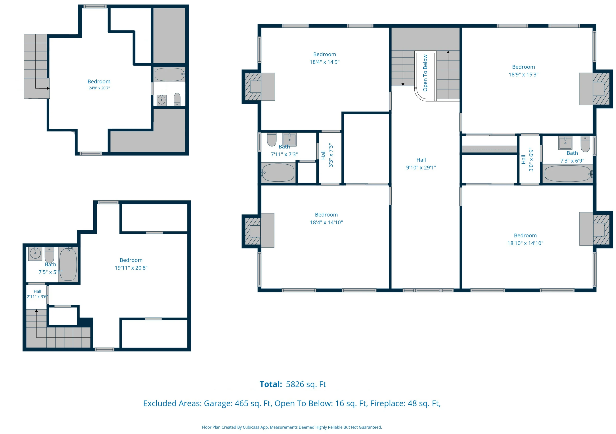 Speedwell Manor upper level floor plan with room labels and dimensions.