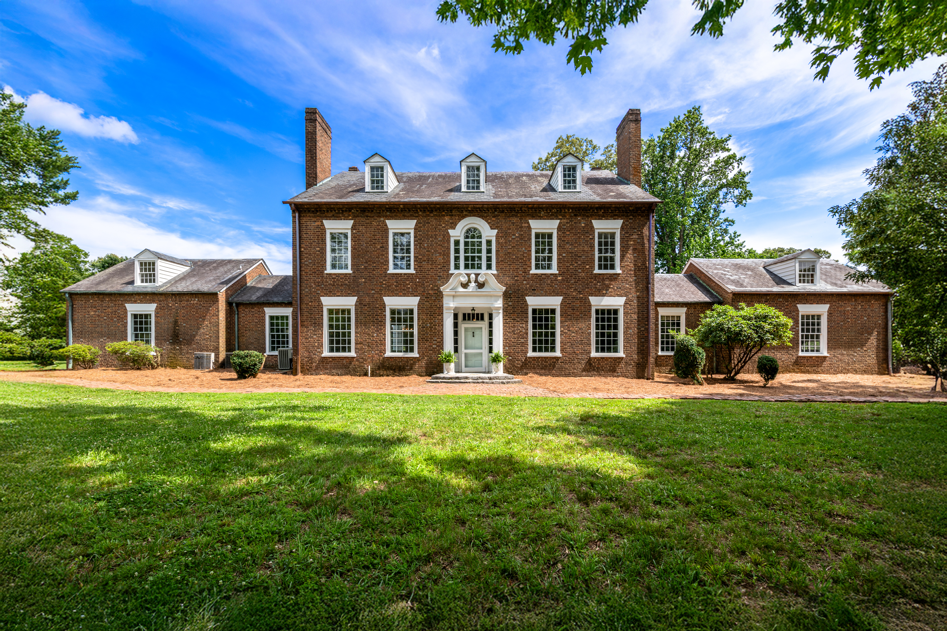 The full front elevation in daylight