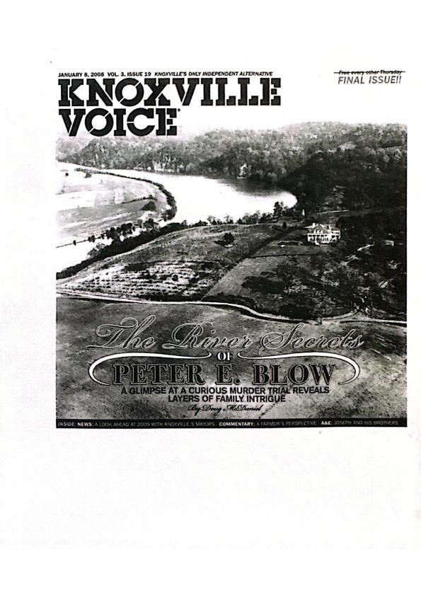 Knoxville Voice — the Peter E. Blow feature (January 2009)